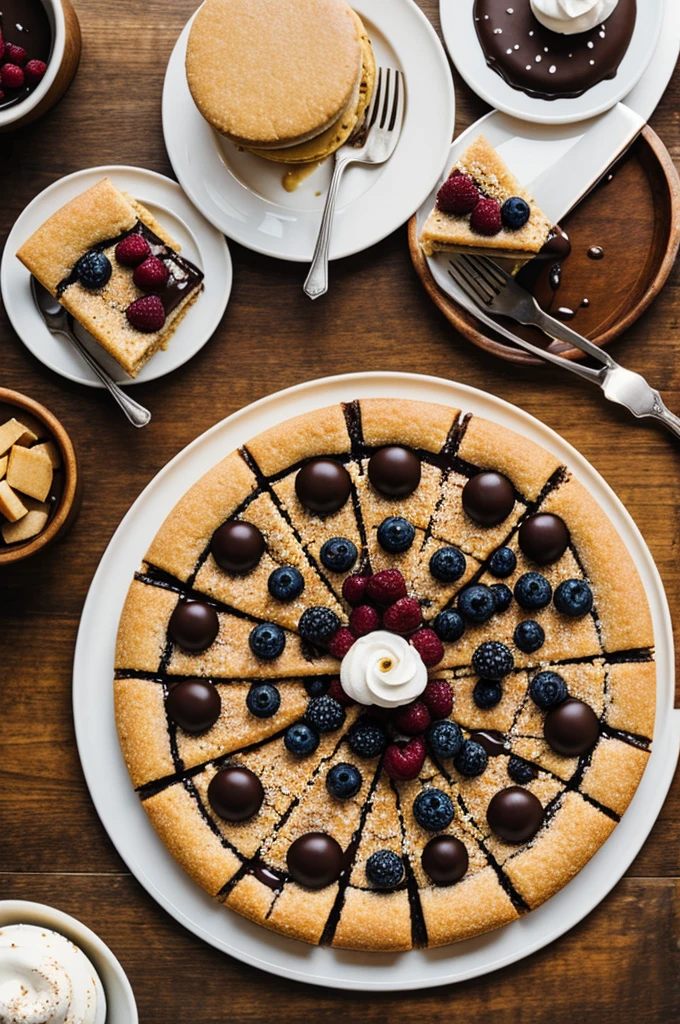 Circle that has some delicious desserts inside