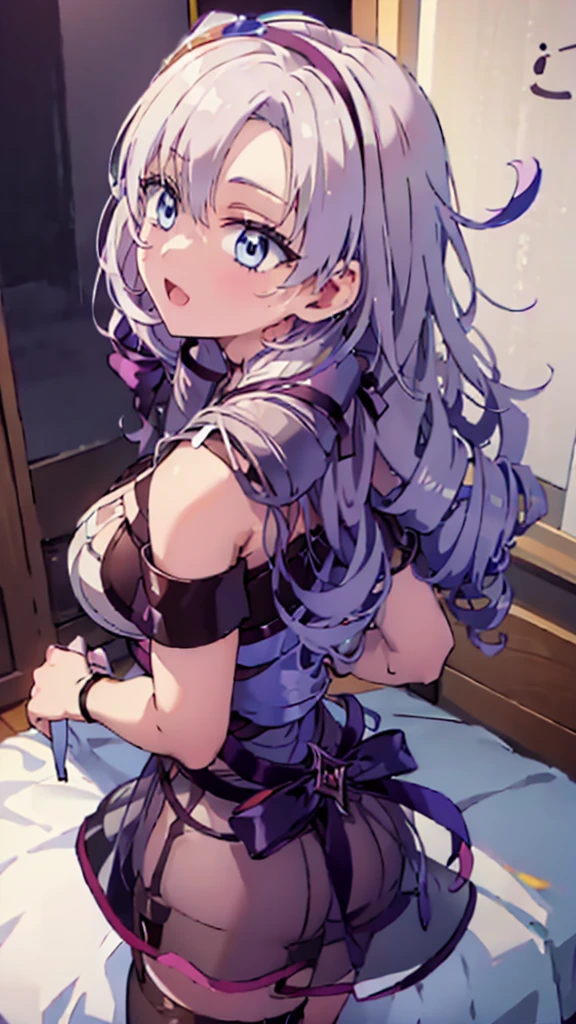 nsfw,(garter belt:1.4),Before bed、One Woman、solo、Cecilia Alcott、Blonde、Long Hair、青いhair band、hair band、(Drill Hair:1.3)、smile、blue eyes、Watching the viewer、