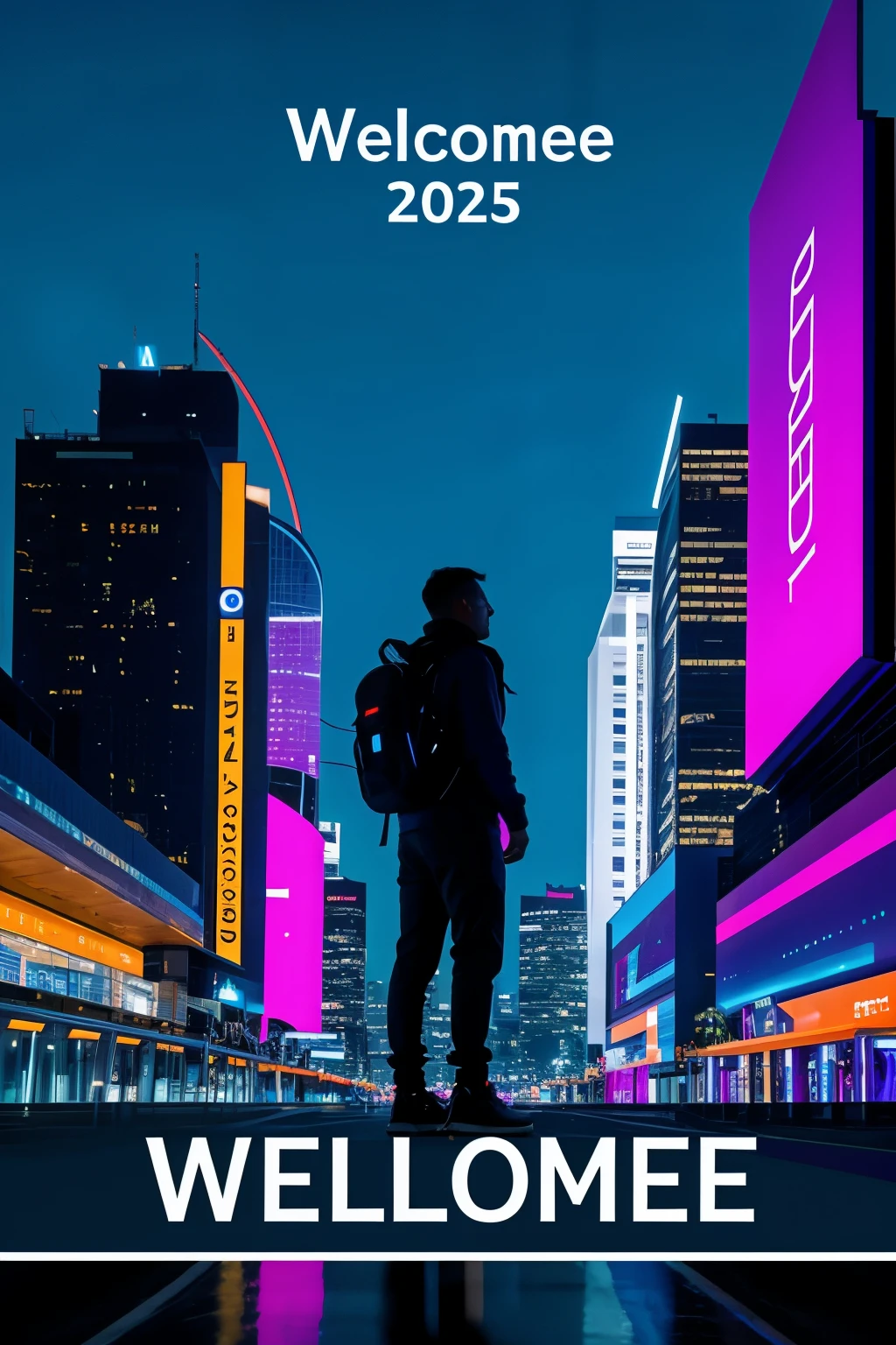 Welcome word 2024 with futuristic theme