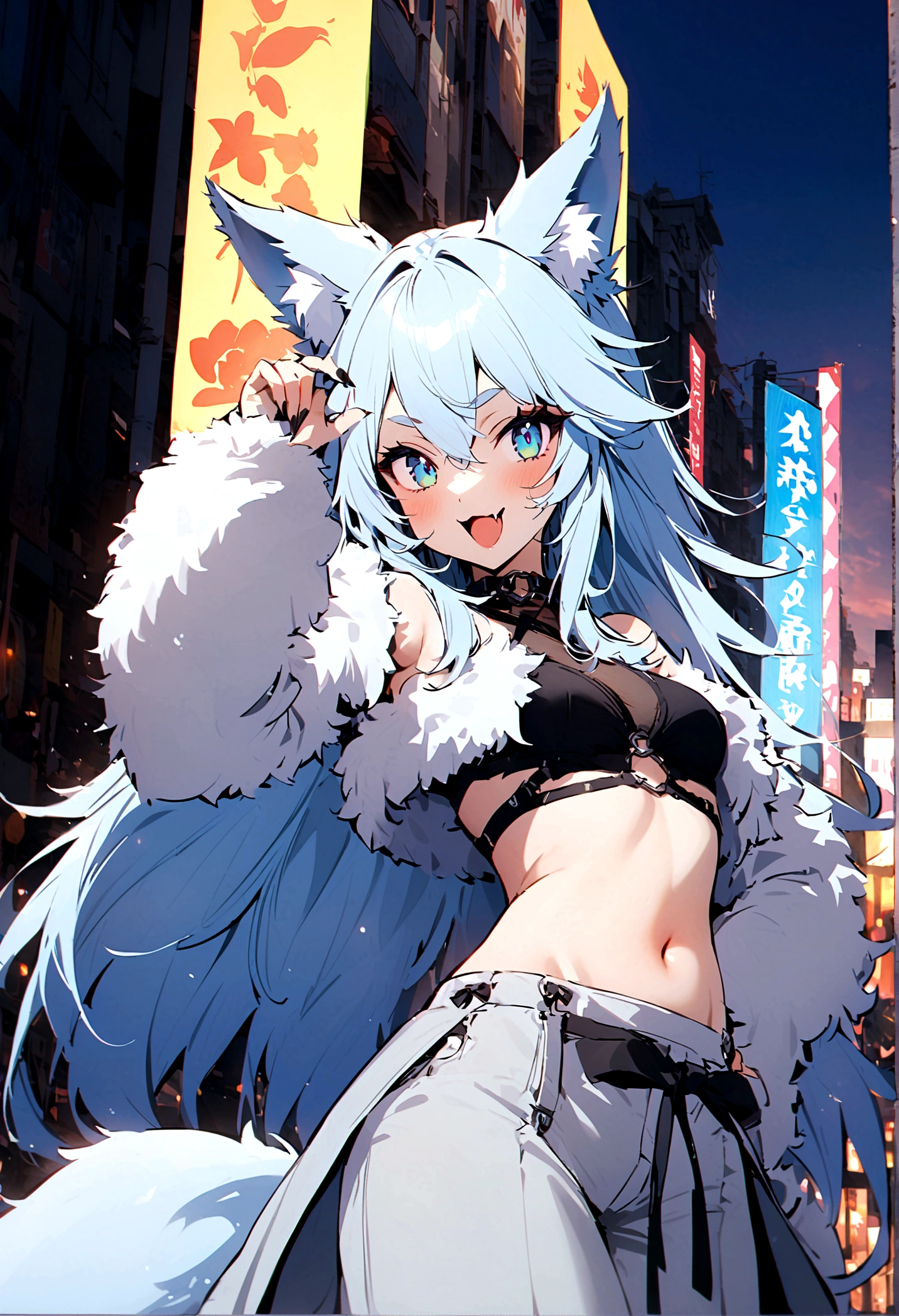 fox Light blue hair beast girl indigo fur fox beast girl