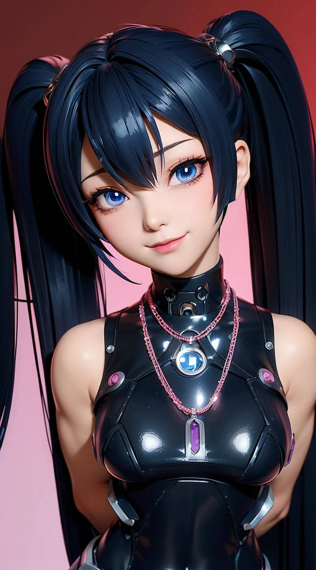 (masterpiece:1.3), (Best Quality:1.3), (Ultra-detailed:1.2), ((kawaii)), Cute, (lovely), ((sexy)), ((Extremely detailed)), 4K, (8K), Best Quality, (Beautiful), Illustration, anime style, (bold line:1.2), Gradation, looking at viewer, //, (bent down:1.1), (arms behind back), //, a cute girl, 1girl, (solo:1.2), gleaming skin, //, (flat chested), (Perfect eyes:1.2), (Perfect iris:1.2), //, darkblue hair color, (beautiful eyes) //, (half closed eyes:1.3), (sexual expression:1.2), Fascinated expression, smile, (blush:1.2), //, modern city background, on rock, twin tails, muscle girl, hard abs, exposed abs, NECKLACE, tight blouse, skirt, heavy armor suit, mecha musume, mechanical parts, robot joints