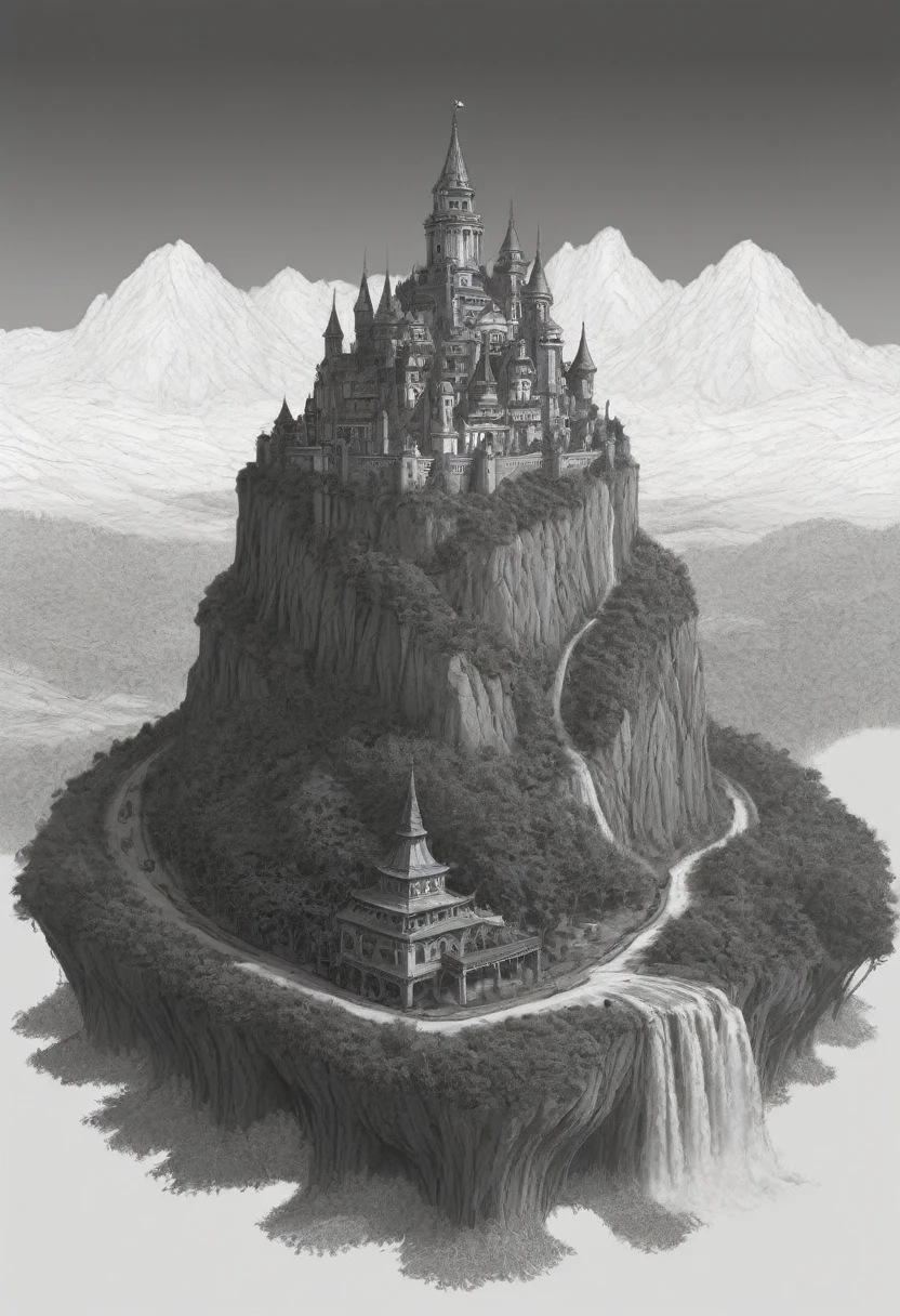 Floresta de Sequóias Gigantes, A castle, conceptual artwork, Worldbuilding, outline