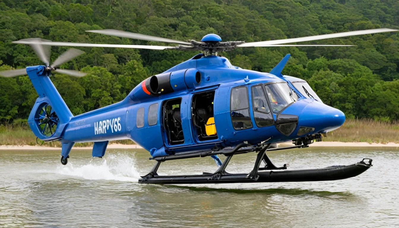 Harpy C76-Wink
Period of Active Service: 1987 to present
Type: Amphibious Helicopter
Main Features
Function: Designed for operations on both land and water.
Versatility: Can perform water rescues, aerial support in natural disasters and evacuation missions.
Adaptation: Additional equipment for amphibious operations, including floats and water landing systems.
Use and Importance
Amphibious Operations: Used in coastal areas and on islands to respond to maritime emergencies.
Flexibility: Ability to provide air support in environments where ground access is limited or impossible.
These Harpia helicopters are essential for rescue and emergency operations, demonstrating unique capabilities to meet diverse needs in critical situations around the world.