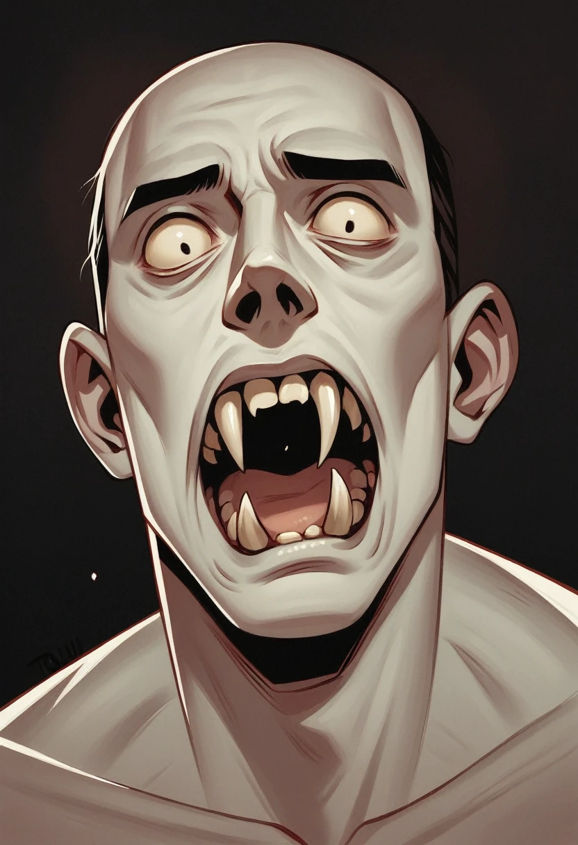 Girl with fangs, horror, dark art, comic book art style, Todd McFarlane art