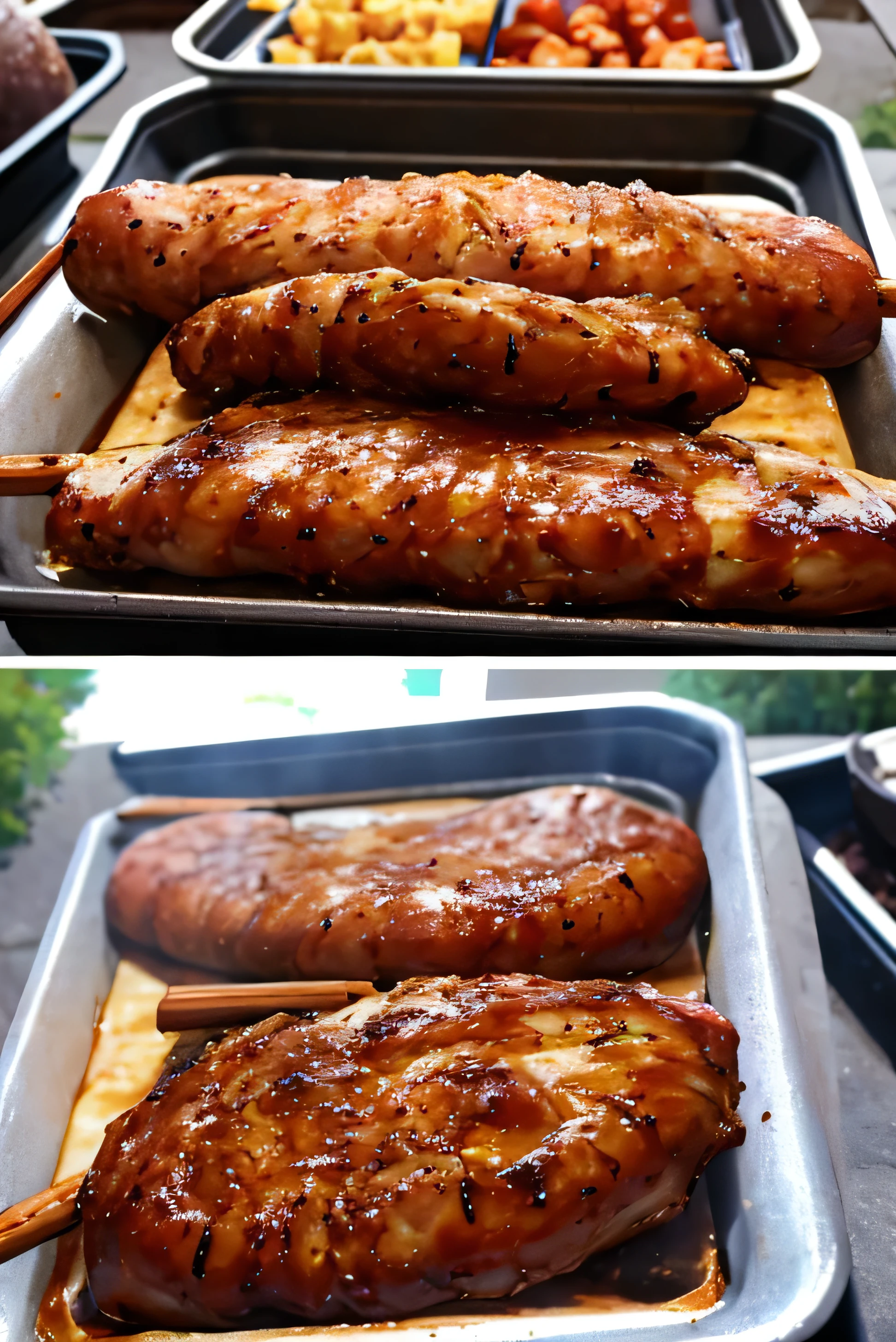 barbecue chicken and sausage roast