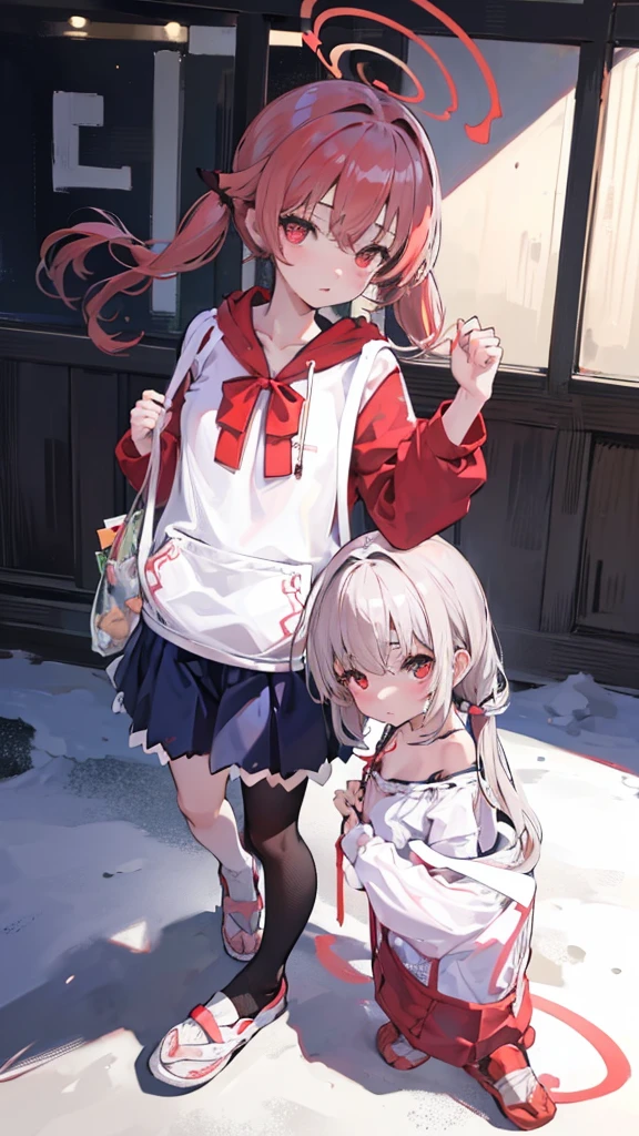 (whole body:1.2), (Young Girls),(((Love Hotels)))、Contempt、 、Red and black hoodie、