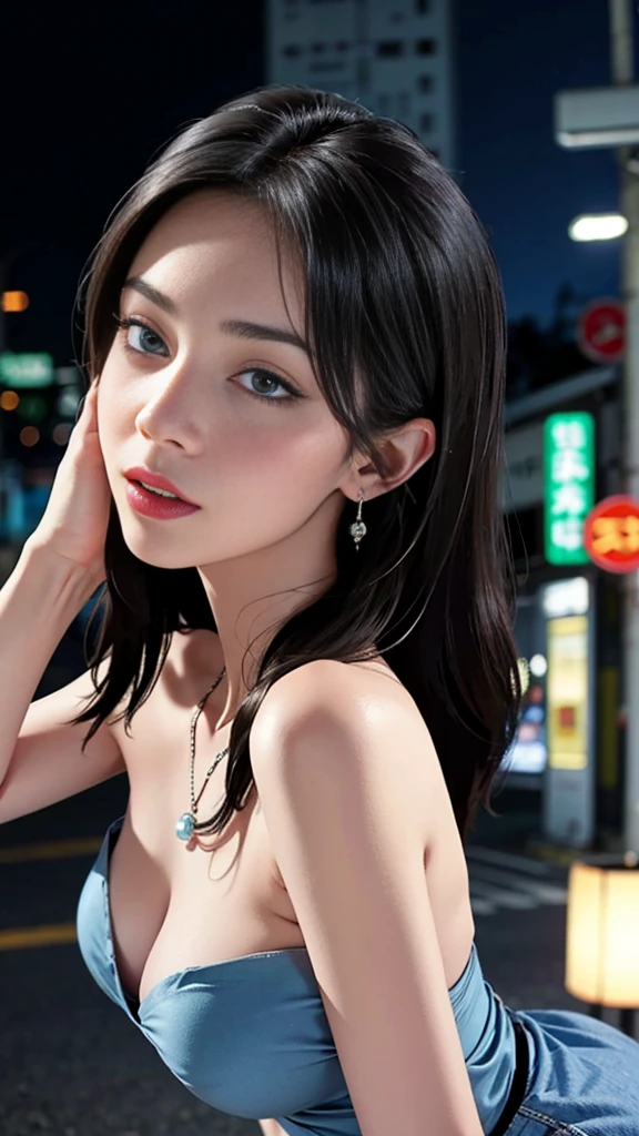 (Masseter muscle area:1.3)、(8K、Photorealistic、Raw photo、Highest quality: 1.4)、(One Girl)、Beautiful Face、(A vivid face)、(Gray Hair:1.5)、(Medium Hair)、Beautiful hairstyle、(One eye is hidden by bangs:1.5)、Realistic eyes、Beautiful details、(Realistic Skin)、Beautiful skins、(Black sweater)、Absurd、attractive、Ultra-high resolution、Surreal、High definition、Golden Ratio,Big Breasts