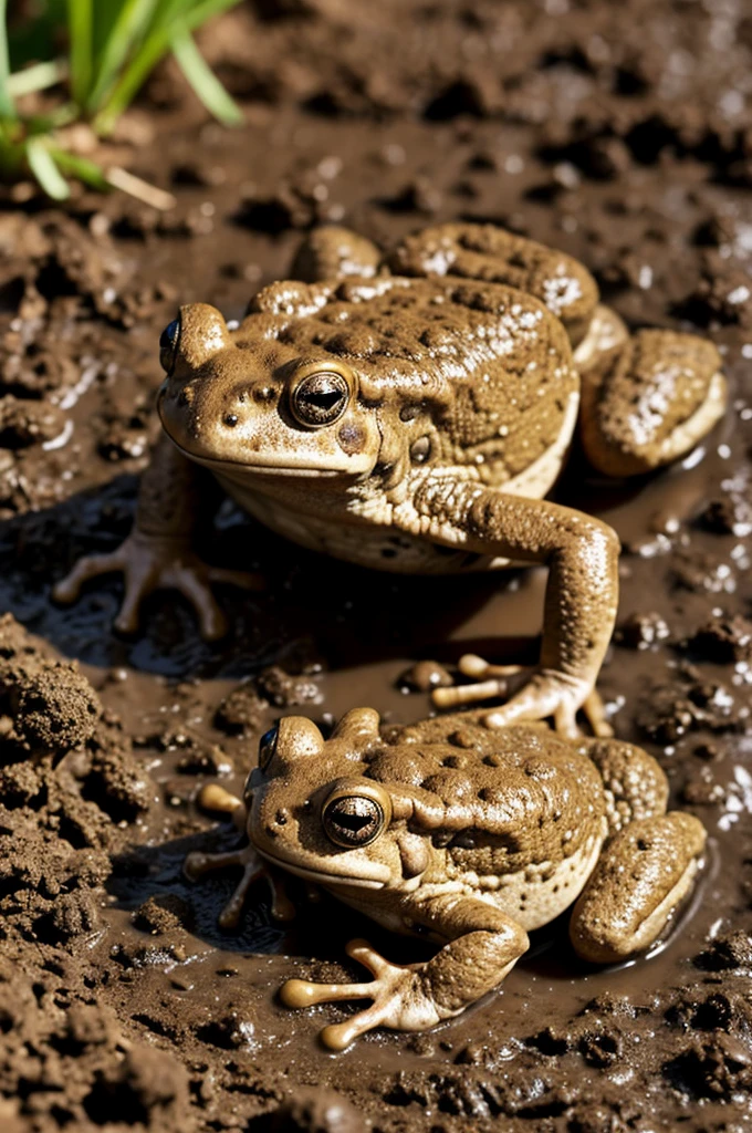 A toad that is forming from mud