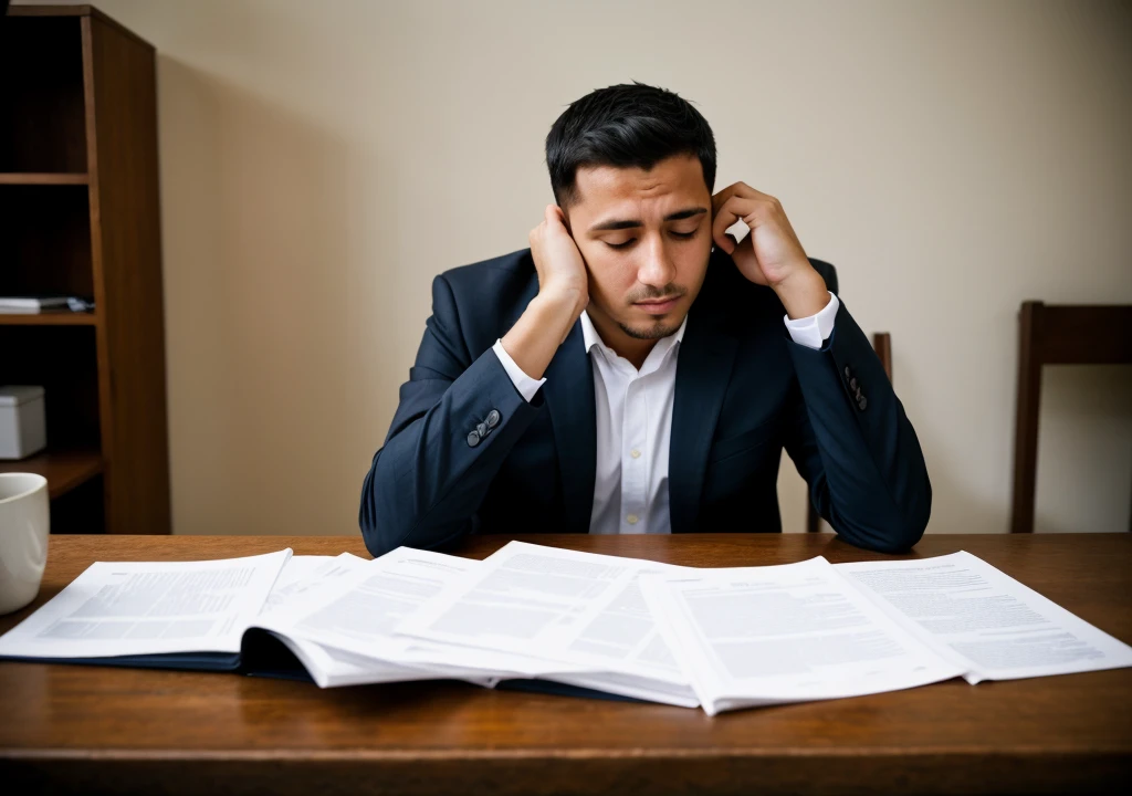 Desperate man trying to change his life, stressed by debts and vices