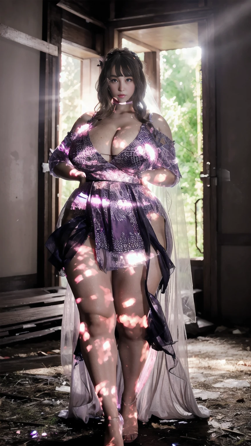  Big woman inside the at morning setting there she looks like fairy tale wearing glowing effects long scattered frock full body view,full face ,clear face, pinky chick, beautiful fingers