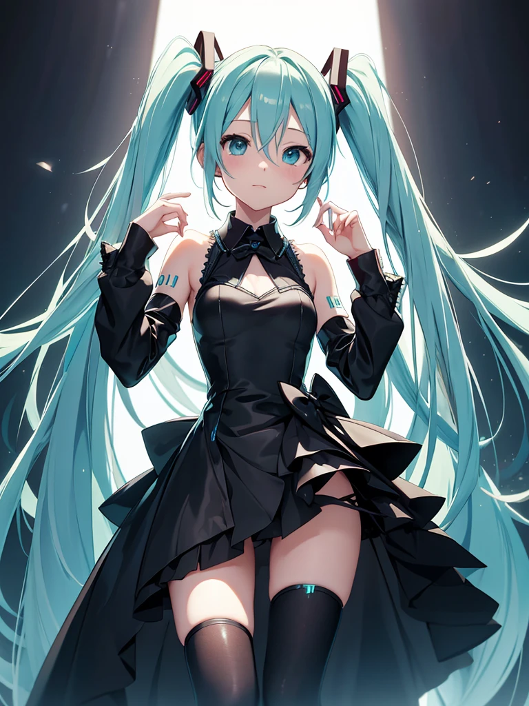 Hatsune miku, black dress, party