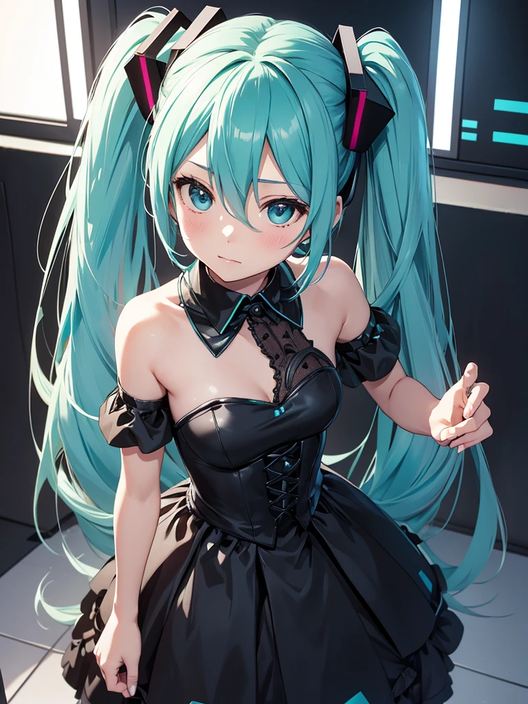 Hatsune miku, black dress, party