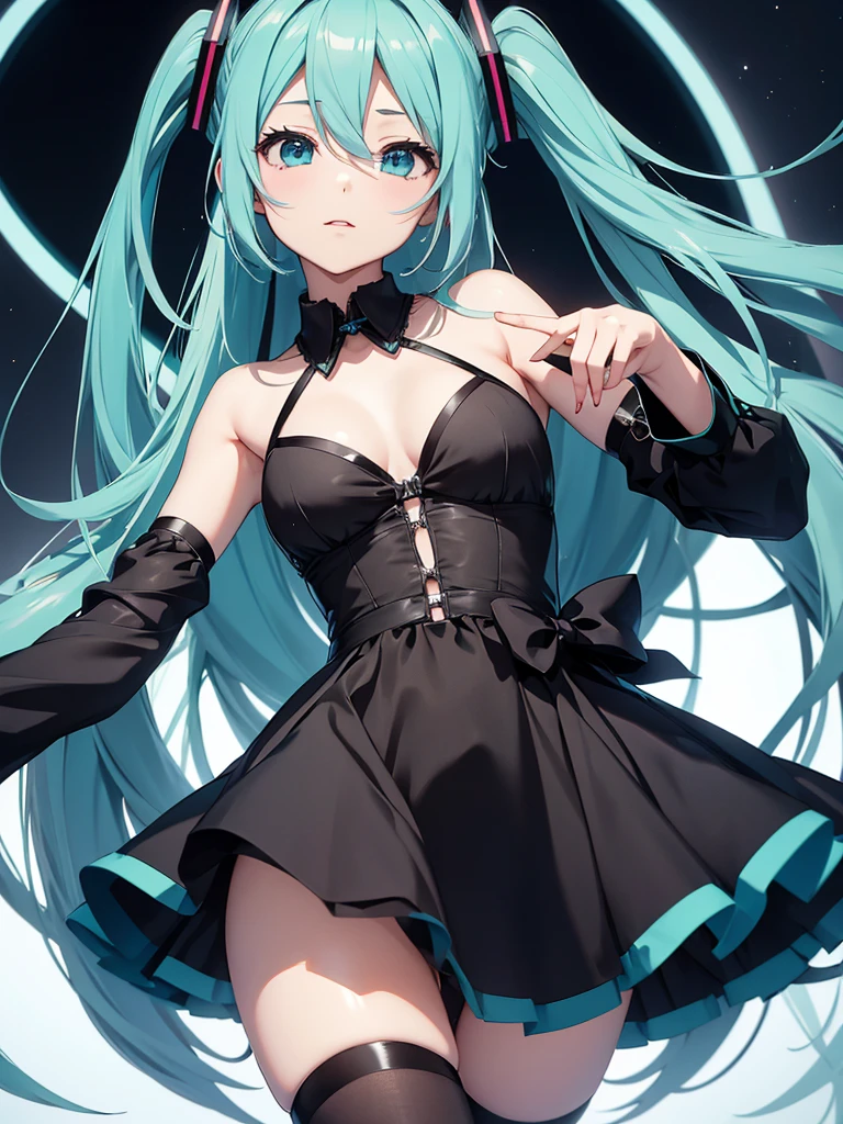 Hatsune miku, black dress, party