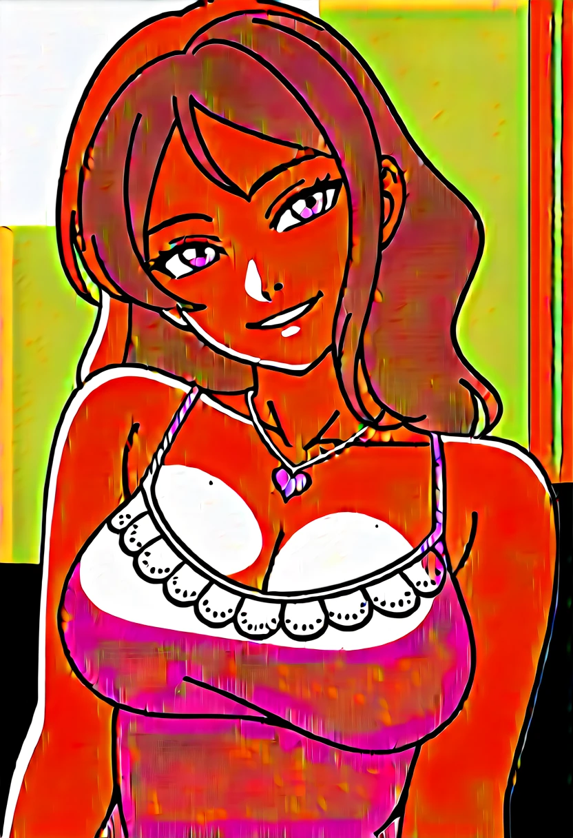 (Masterpiece, Best Quality, High Quality),maki nishikino, Red hair, purple eyes, volumetric lighting, illustration, beautiful, hugged by her husband, camisole, floral print, big breasts, looking to the side, confident, seductive smile, (head tilt), heart pendant, perfect lighting, perfect shadows, flower, (breathtaking scenery), tree, blushing, love live style, castlevania style