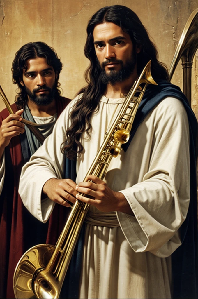Willie Columbus with Jesus of Nazareth in heaven playing trombone
