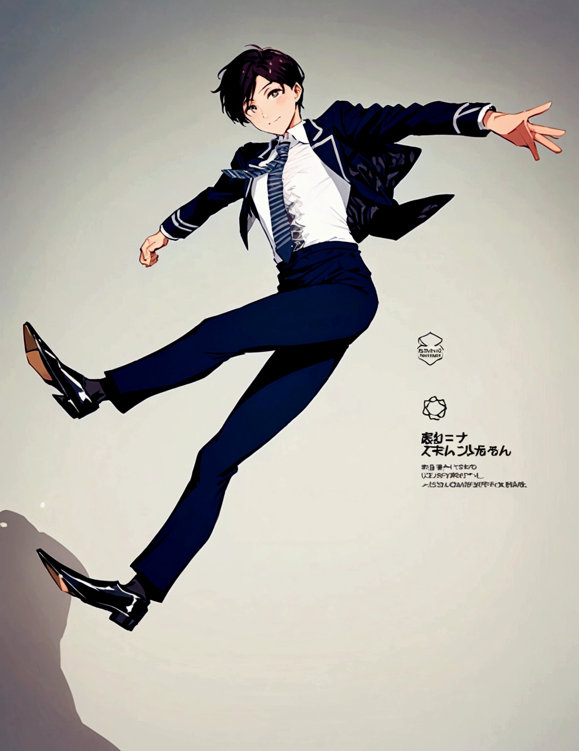 A hight school boy jumping, wearing uniform