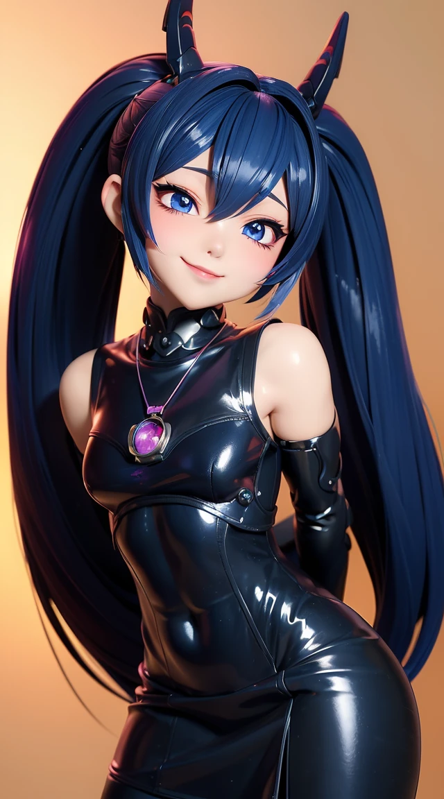 (masterpiece:1.3), (Best Quality:1.3), (Ultra-detailed:1.2), ((kawaii)), Cute, (lovely), ((sexy)), ((Extremely detailed)), 4K, (8K), Best Quality, (Beautiful), Illustration, anime style, (bold line:1.2), Gradation, looking at viewer, //, (bent down:1.1), (arms behind back), //, a cute girl, 1girl, (solo:1.2), gleaming skin, //, (flat chested), (Perfect eyes:1.2), (Perfect iris:1.2), //, darkblue hair color, (beautiful eyes) //, (half closed eyes:1.3), (sexual expression:1.2), Fascinated expression, smile, (blush:1.2), //, modern city background, on rock, twin tails, muscle girl, hard abs, exposed abs, NECKLACE, skirt, heavy armor suit, mecha musume, under
