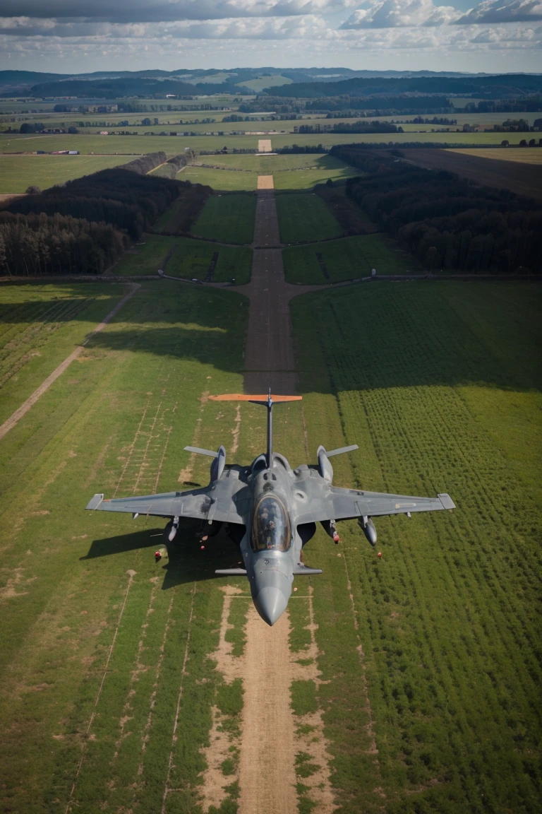A Su-35 aircraft, totalmente destroyed, em chamas, He's on the ground, destroyed, in Germany, in a rural location, in ultra realistic 8k, with cinema effect