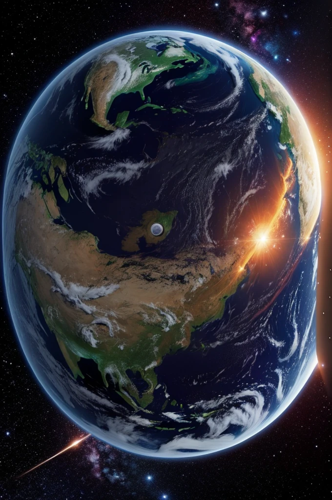 Make me a picture of planet Earth and several stars in space