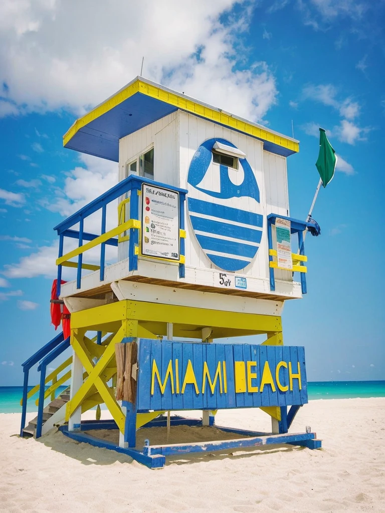 anime style, lifeguard tower on beach