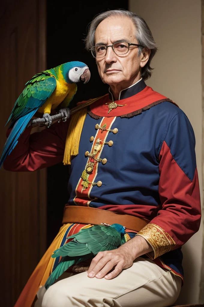 Draw Manoel Gomes with a parrot