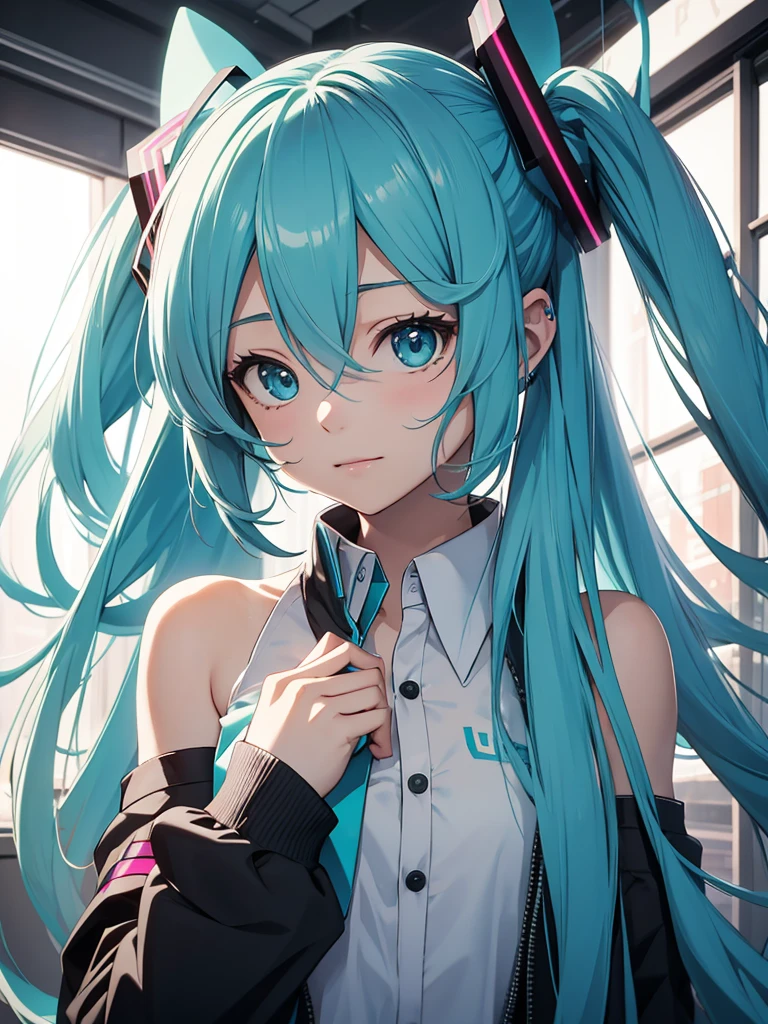 hatsune miku, loose hair