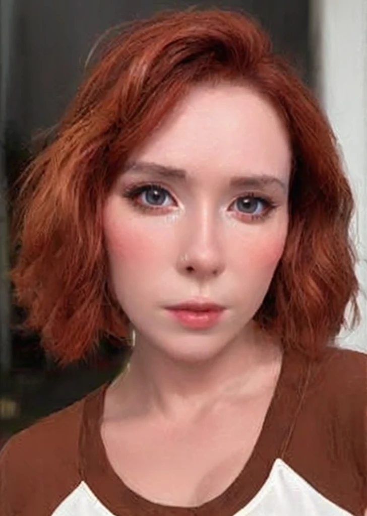 Crie uma obra de arte digital com Sweetie Fox no universo Fallout. She is 5'5" with a slender construction, mas forte, sporting her iconic red hair tied into a practical ponytail. Her piercing blue eyes display a mix of determination and vulnerability.. Dressed in a modified Vault-Tec jumpsuit, she combines practicality with her unique talent, adding elements from his well-known fox cosplay – think pointy ears and subtle fox markings. She is armed with a laser rifle slung over her shoulder., and her belt is adorned with bags and accessories, ready to face the post-apocalyptic wasteland. The backdrop is a desolate landscape, with remains of a ruined city behind it, capturing the strange, Fallout's still intriguing essence.
