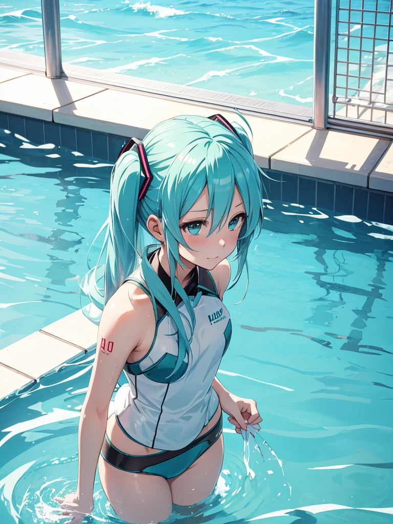hatsune miku, getting out of the pool