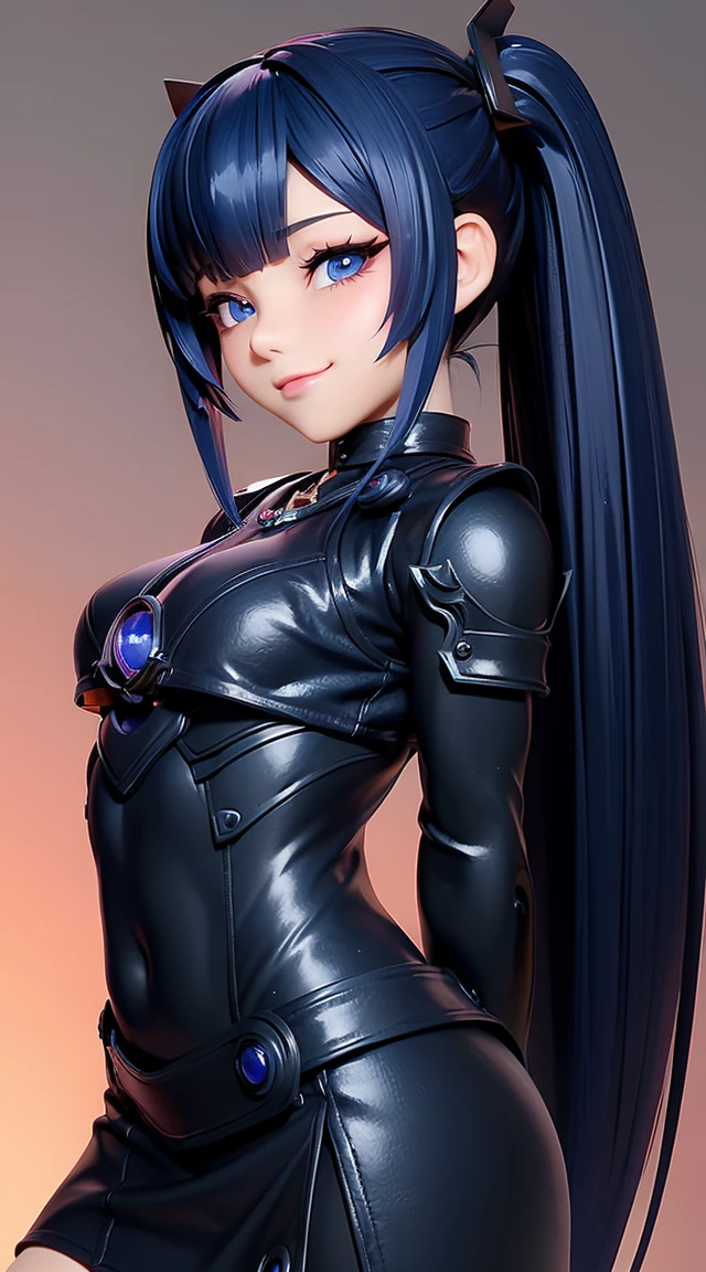  (masterpiece:1.3), (Best Quality:1.3), (Ultra-detailed:1.2), ((kawaii)), Cute, (lovely), ((sexy)), ((Extremely detailed)), 4K, (8K), Best Quality, (Beautiful), Illustration, anime style, (bold line:1.2), Gradation, looking at viewer, //, (bent down:1.1), (arms behind back), //, a cute girl, 1girl, (solo:1.2), gleaming skin, //, (flat chested), (Perfect eyes:1.2), (Perfect iris:1.2), //, darkblue hair color, (beautiful eyes) //, (half closed eyes:1.3), (sexual expression:1.2), Fascinated expression, smile, (blush:1.2), //, modern city background, on rock, twin tails, straight bangs, muscle girl, hard abs, exposed abs, NECKLACE, skirt, heavy armor suit, mecha musume, underboobs