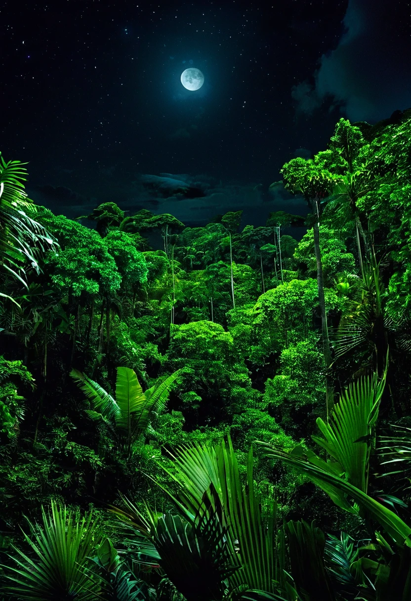 Tropical forest at night