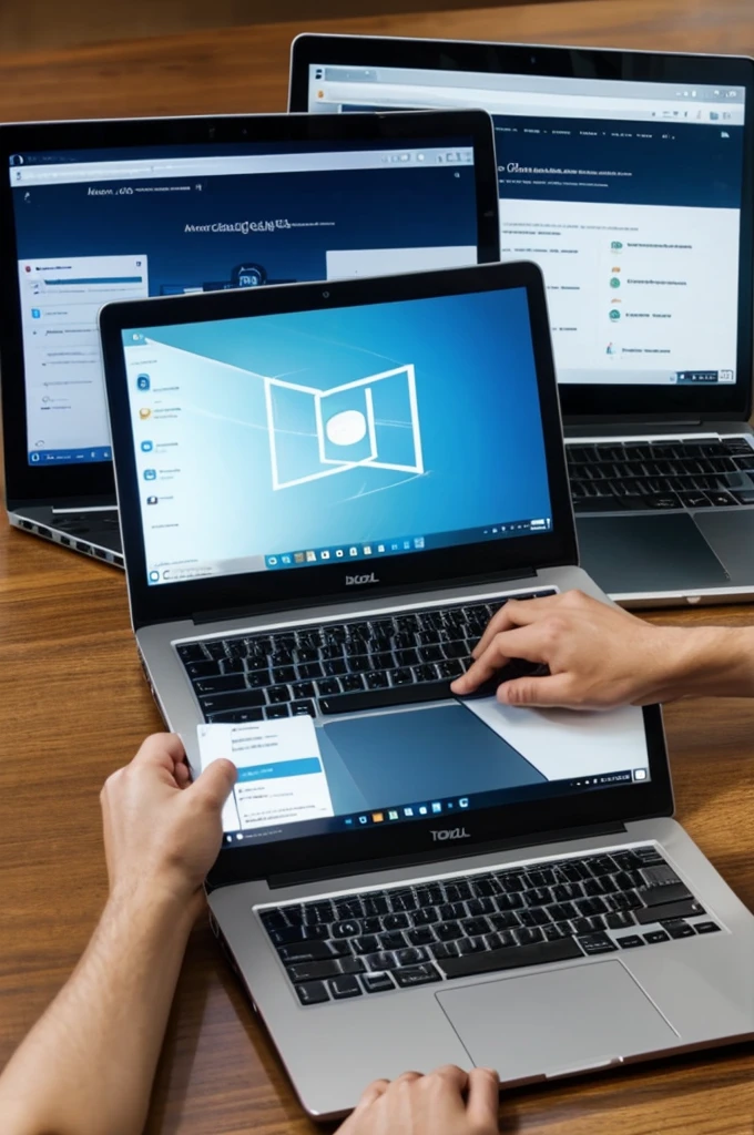 A laptop where on the screen is a couple with different applications