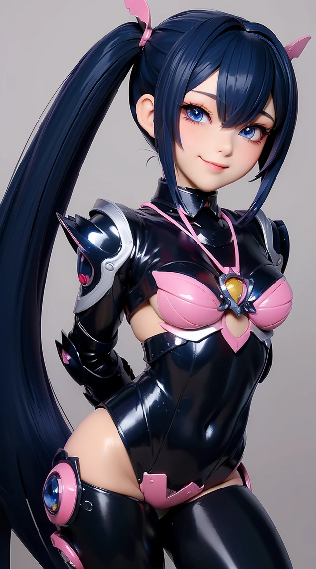  (masterpiece:1.3), (Best Quality:1.3), (Ultra-detailed:1.2), ((kawaii)), Cute, (lovely), ((sexy)), ((Extremely detailed)), 4K, (8K), Best Quality, (Beautiful), Illustration, anime style, (bold line:1.2), Gradation, looking at viewer, //, (bent down:1.1), (arms behind back), //, a cute girl, 1girl, (solo:1.2), gleaming skin, //, (flat chested), (Perfect eyes:1.2), (Perfect iris:1.2), //, darkblue hair color, (beautiful eyes) //, (half closed eyes:1.3), (sexual expression:1.2), Fascinated expression, smile, (blush:1.2), //, modern city background, on rock, twin tails, straight bangs, muscle girl, hard abs, exposed abs, NECKLACE, skirt, heavy armor suit, mecha musume, underboobs