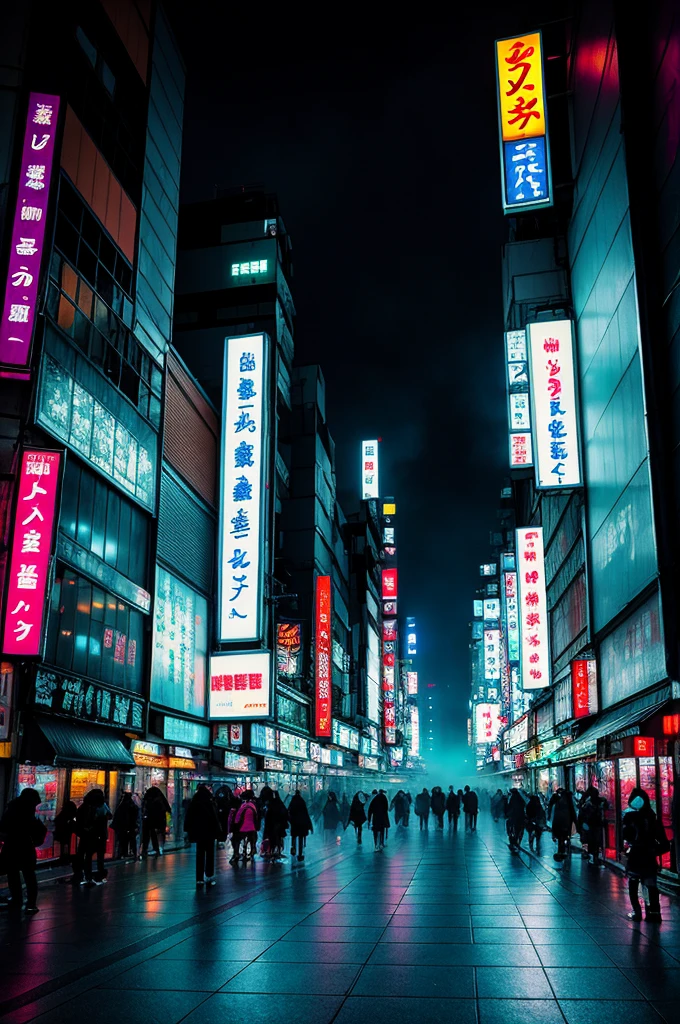 cyber punk，Tokyo，City Street, neon, fog, Volumetric, 