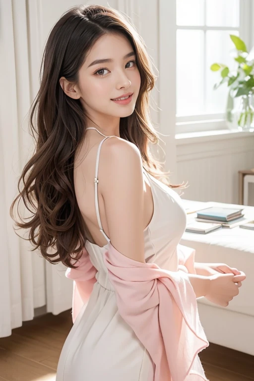 highest quality、4K、Perfect Face、Perfect Style、perfect body、Sunburn、beautiful lady、mature、long curly layer hair、Swept-back hair、full body, sexy 、charming、healthy、smile、
Pastel color, soft shadows, flat composition, focus on the center circle, color palette of warm pink, sage green, light gray, cream, design paper art, abstract, visual softness, cleanliness, simplicity yet sophisticated, balanced and harmonious colors, suitable for modern interior design, exuding a gentle and inviting atmosphere, complementing neutral interior colors, adding a subtle touch of elegance and tranquility to the room, perfect as a decorative element for living rooms, bedrooms, or kitchen