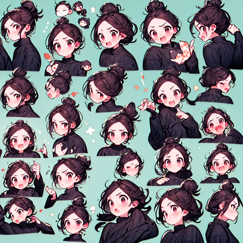 Cute girl avatar,emoji pack,Little devil, (red hair),(9 emojis,emoji sheet,Align arrangement),9 poses and expressions(Grieving,astonishment,having fun,excitement,big laughter,angry,doubt,Touch your head,Sell moe, wait),Anthropomorphic style,Disney style,Different emotions,9 poses and expressions,8K
