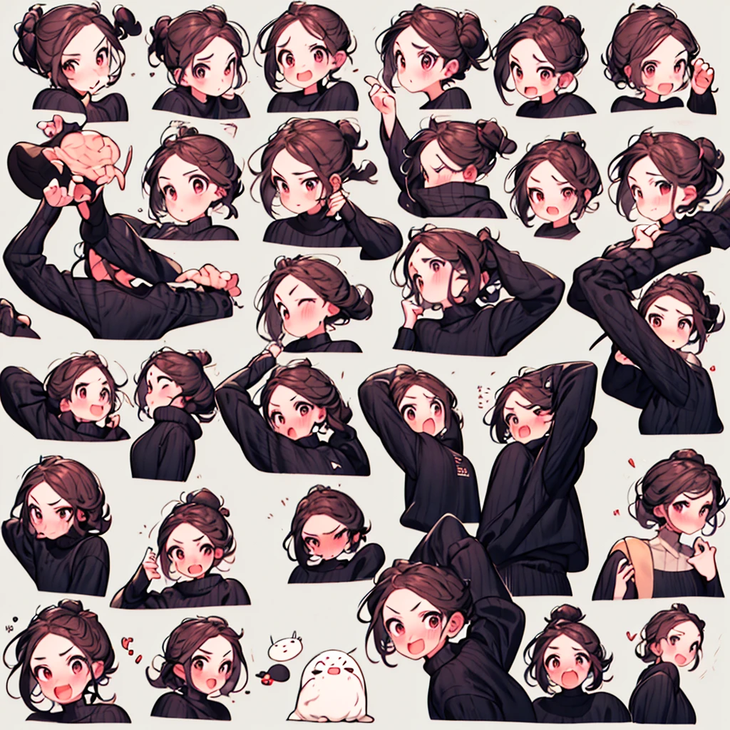 Cute girl avatar,emoji pack,Little devil, (red hair),(9 emojis,emoji sheet,Align arrangement),9 poses and expressions(Grieving,astonishment,having fun,excitement,big laughter,angry,doubt,Touch your head,Sell moe, wait),Anthropomorphic style,Disney style,Different emotions,9 poses and expressions,8K