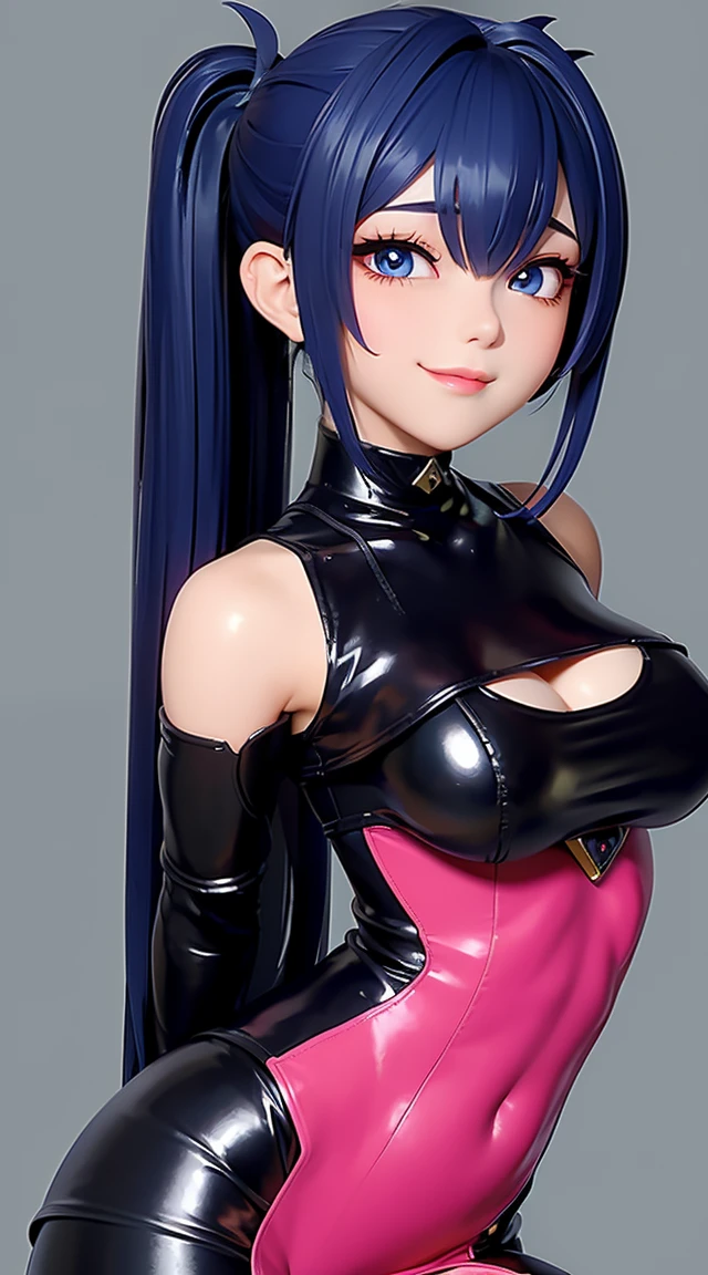  (masterpiece:1.3), (Best Quality:1.3), (Ultra-detailed:1.2), ((kawaii)), Cute, (lovely), ((????)), ((Extremely detailed)), 4K, (8K), Best Quality, (Beautiful), Illustration, anime style, (bold line:1.2), Gradation, looking at viewer, //, (bent down:1.1), (arms behind back), //, a cute girl, 1girl, (solo:1.2), gleaming skin, //, (????????????), (Perfect eyes:1.2), (Perfect iris:1.2), //, darkblue hair color, (beautiful eyes) //, (half closed eyes:1.3), (?????? expression:1.2), Fascinated expression, smile, (blush:1.2), //, modern city background, on rock, twin tails, muscle girl, hard abs, exposed abs, NECKLACE, tight blouse, skirt, heavy armor suit, mecha musume, underboobs, tank top, cleavage