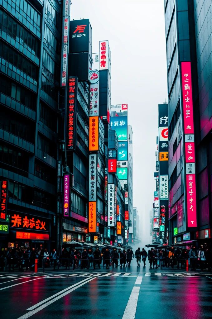 cyber punk，Tokyo，City Street, neon, fog, Volumetric, matrix