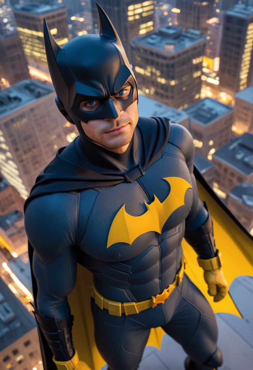 score_9, score_8_up, score_7_up, batgirl watching over gotham city, from above, at night
