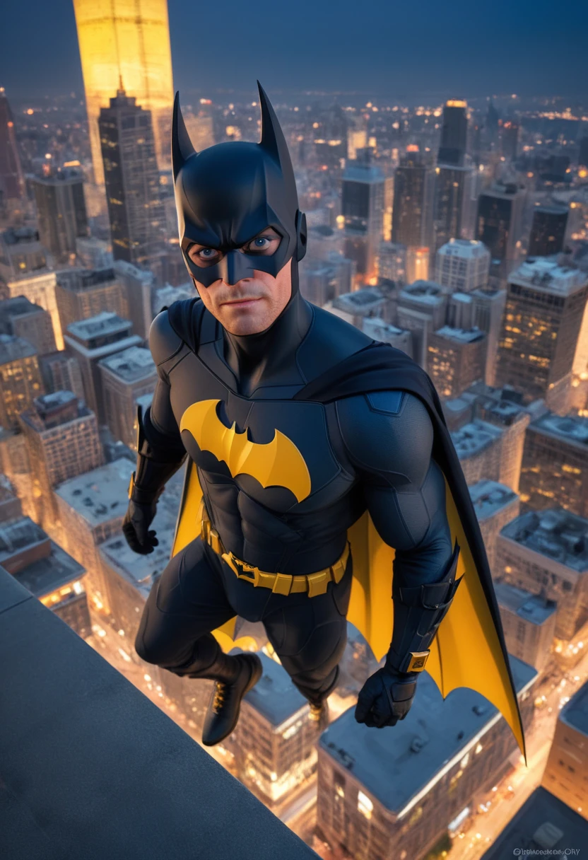 score_9, score_8_up, score_7_up, batgirl watching over gotham city, from above, at night