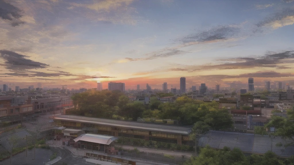 Sunset in a city，Train passing by，A person stands on a platform, Golden hour in Beijing, Sunset时间, 多彩的Sunset!!, ((Sunset)), Sunset, night, 随着Sunset, Vibrant sky, Sunset 神奈川县, Sunset in background, Sunset photo, Shooting during the golden hour, 最美的Sunset, Sunset!!!