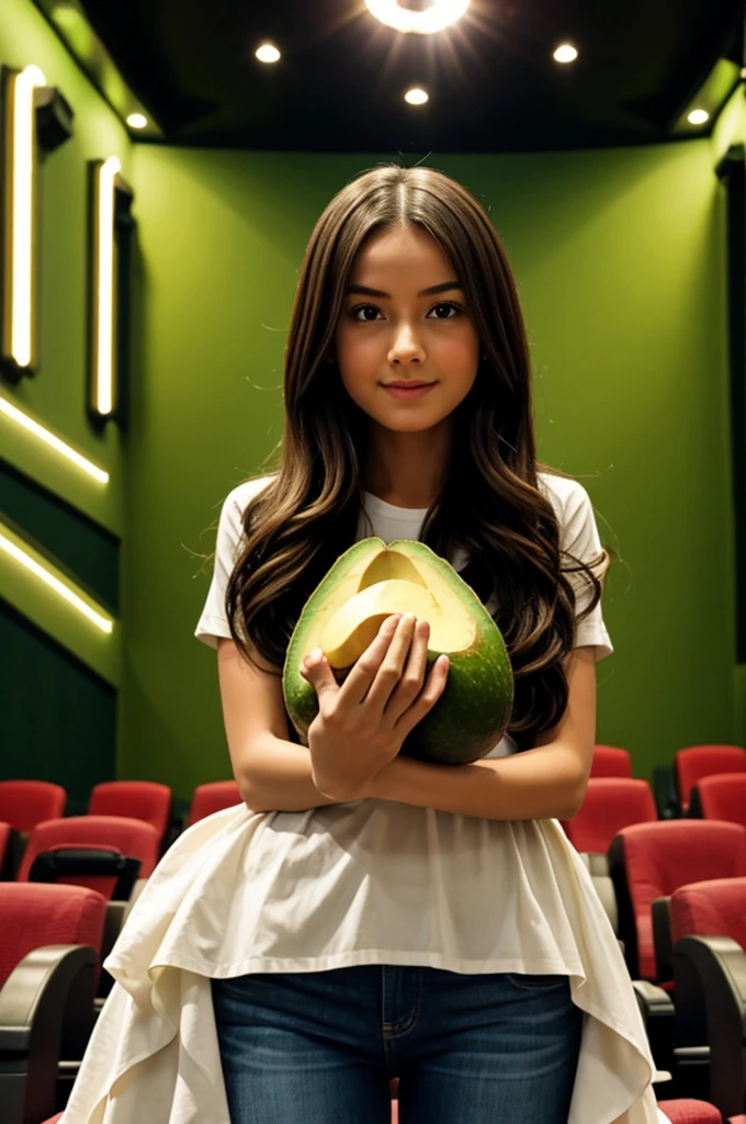 An avocado girl in a theater