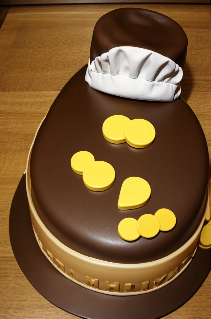 Chocolate Pac Man with a chef hat in 2D