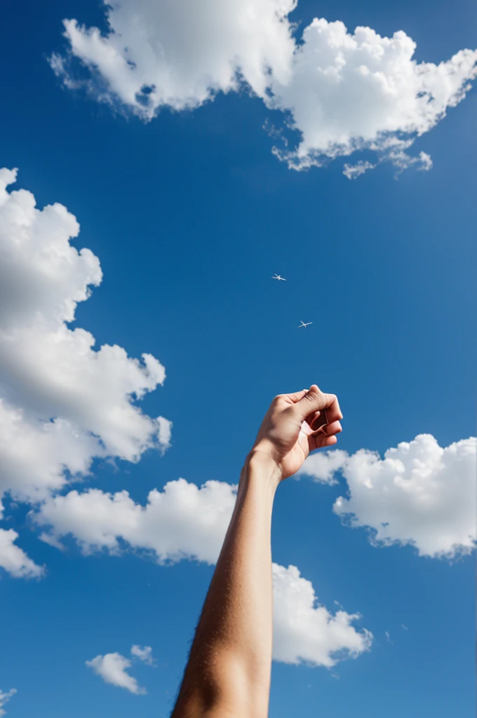 A hand comes out in the sky