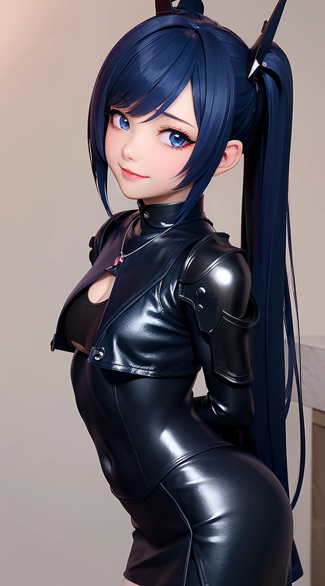  (masterpiece:1.3), (Best Quality:1.3), (Ultra-detailed:1.2), ((kawaii)), Cute, (lovely), ((sexy)), ((Extremely detailed)), 4K, (8K), Best Quality, (Beautiful), Illustration, anime style, (bold line:1.2), Gradation, looking at viewer, //, (bent down:1.1), (arms behind back), //, a cute girl, 1girl, (solo:1.2), gleaming skin, //, (flat chested), (Perfect eyes:1.2), (Perfect iris:1.2), //, darkblue hair color, (beautiful eyes) //, (half closed eyes:1.3), (sexual expression:1.2), Fascinated expression, smile, (blush:1.2), //, modern city background, on rock, twin tails, straight bangs, muscle girl, hard abs, exposed abs, NECKLACE, skirt, heavy armor suit, mecha musume, underboobs