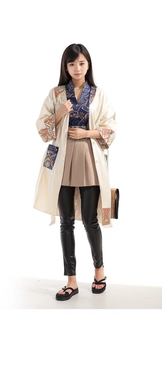 an Asian teenage girl wearing clothes with a touch of batik