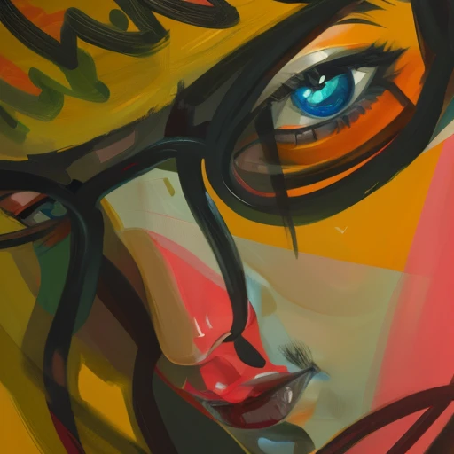 painting of a man with glasses and a red tie, an expressive digital painting, in style of digital painting, expressive digital painting, low detailed. digital painting, abstract face, digital painted, ultra detail. digital painting, painted digital art, style digital painting, stylised painting, stylized portrait h 0, digital paiting, stylized portrait
