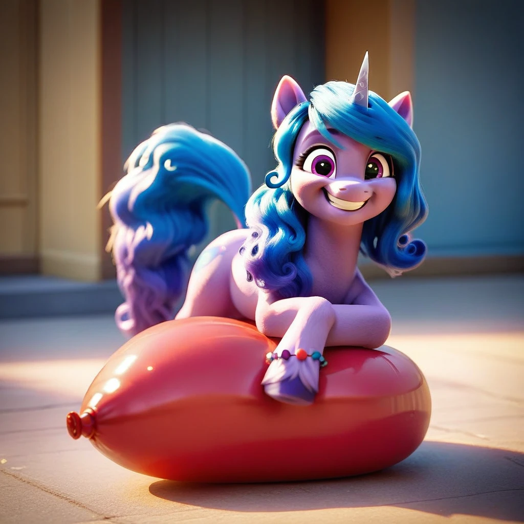 cinematic film still score_9, score_8_up, score_7_up, score_6_up, score_5_up, score_4_up, Digital art, cute,
Izzy Moonbow, earth pony, muscular, smirking, feral,
rating_questionable,
meadow,
(balloon fetish, looner, sitting on a balloon, balloon sitting:1.2),
(detailed balloon, one balloon, sitpop:1.3),
thick thighs, balloon fetish, sitting on a balloon, one balloon, too heavy,
(tied balloon, tight balloon, necked balloon:1.2),
foreshortening, depth of field, motion lines,
emphasis lines, impact emanata,
screencap, . shallow depth of field, vignette, highly detailed, high budget, bokeh, cinemascope, moody, epic, gorgeous, film grain, grainy