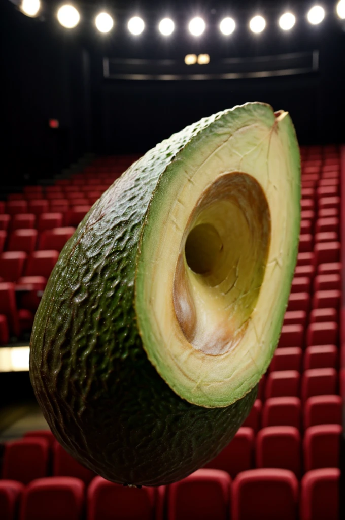 An avocado on a theater stage 