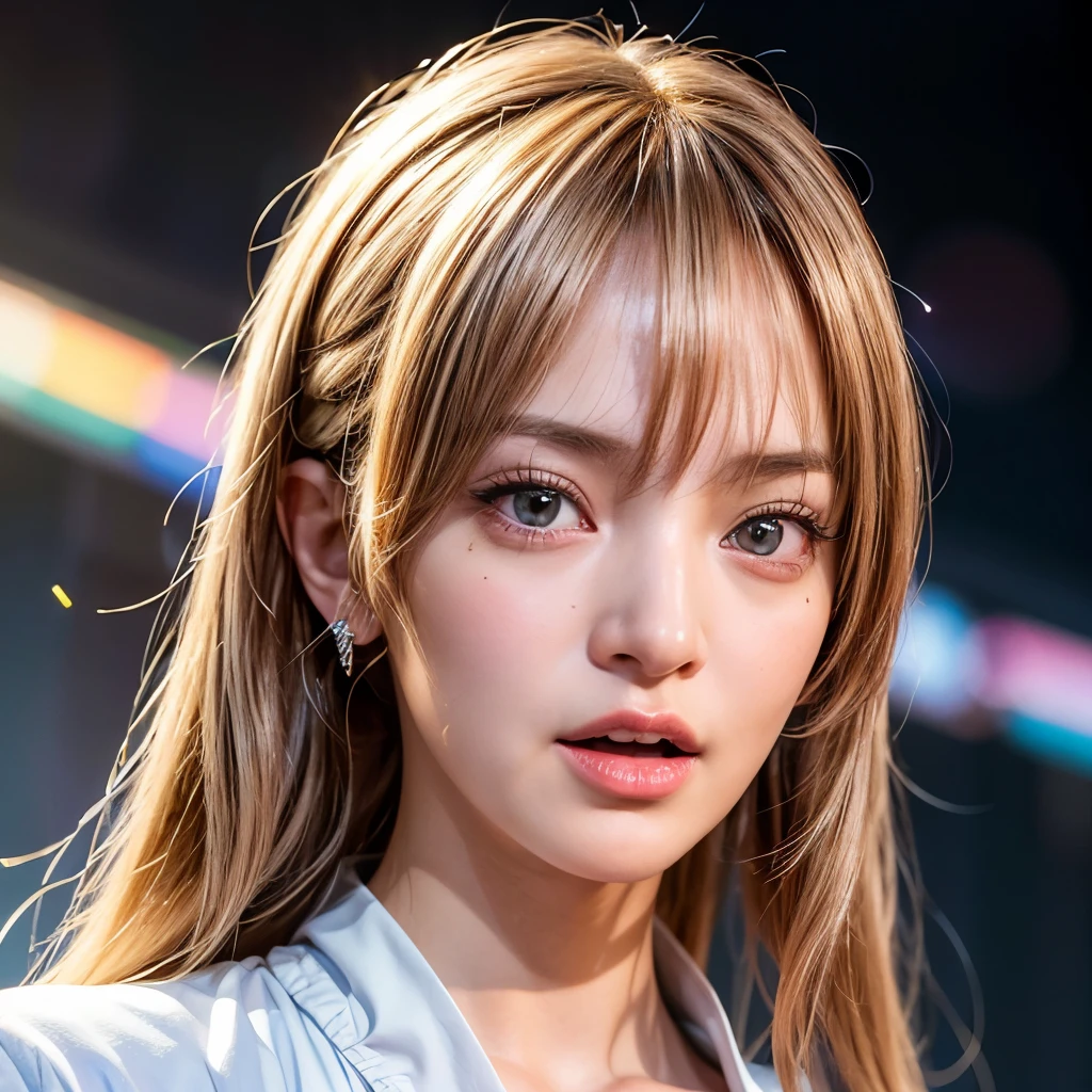 NSFW, 8k, High-level, absurd, masterpiece, best quality, primitive, very detailed CG, very detailed wallpaper, perfect lighting, Extremely detailed (((The personifying " ユマ サーマン in Kill Bill " as a ))), MysticSight, Tyndall effect, Tyndall scattering, Studio gray background with (many Dazzling RainbowColor particles BokeH:1.28), (RoundlyButts, ThighGap), (Exposed:0.4), (Assfocus with looking ahead), BREAK (NOGIZAKA face variations) Extremely Detailed very KAWAII face variations, perfect anatomy, Childish, captivating gaze, elaborate detailed Eyes with (sparkling highlights:1.28), long eyelashes、Glossy RED Lips with beautiful details, Coquettish tongue, Rosy cheeks, Radiant PearlSkin with clear transparency . { (Dynamic LifeLike expressions:1.4) | :d) }, (large eyes:-1) .